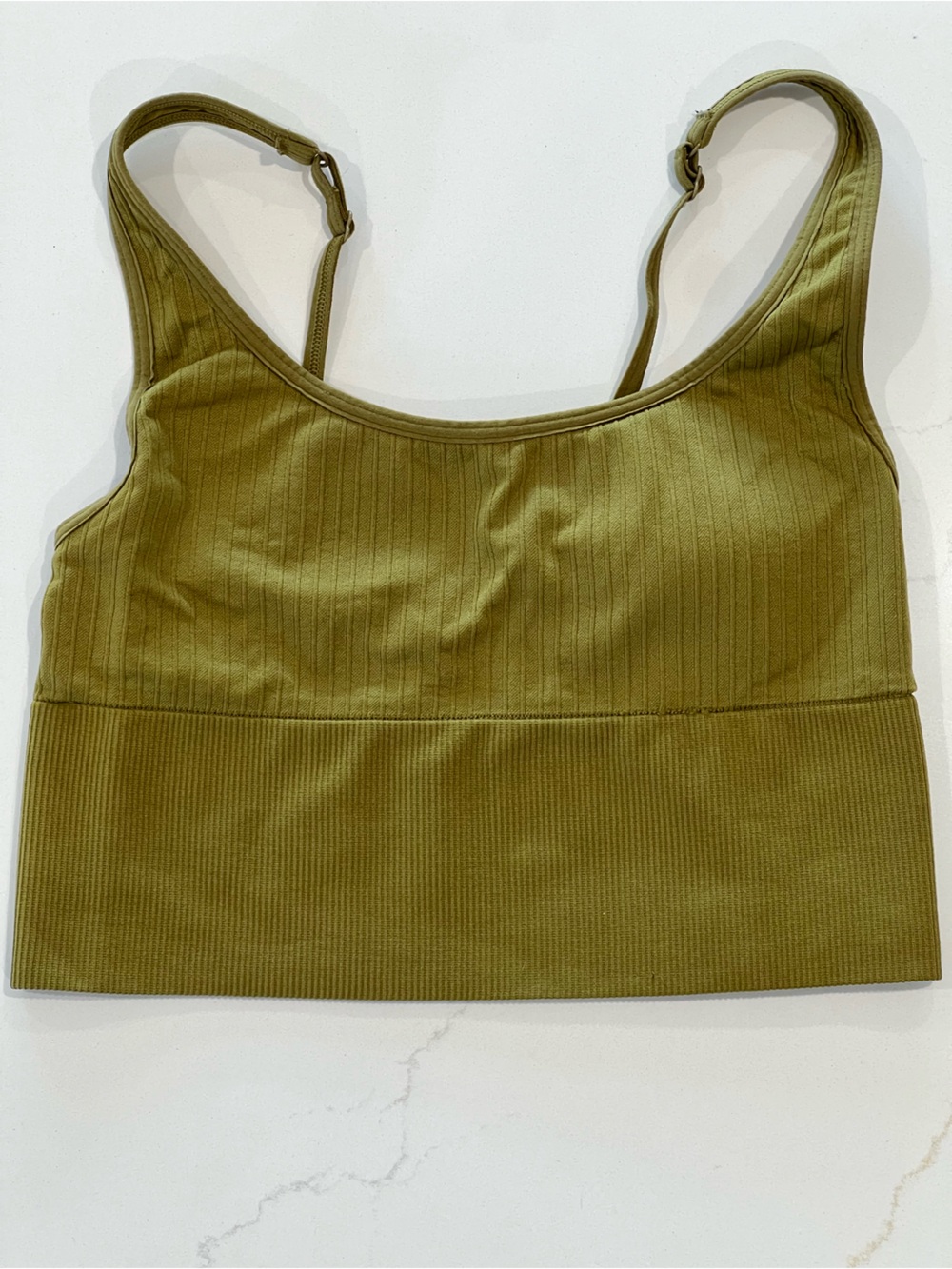 PINK Victoria's Secret Olive Ribbed Scoop Sports Bralette